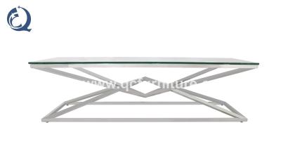 Glass Top 200x45x45cm Stainless Steel TV Stand For Living Home
