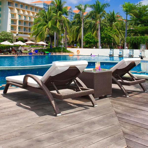 PE Rattan Outdoor furniture sun lounger chaise lounge chair for Swimming Pool Diving deck chair Sea lounge sofa