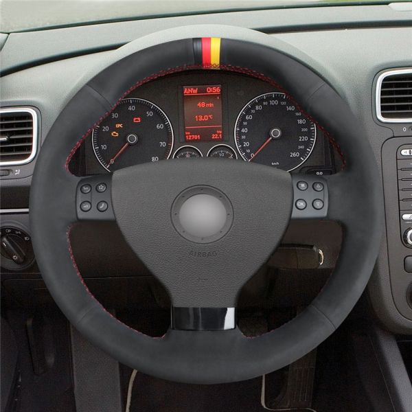 Volkswagen VW EOS MK5 2005 2006 2008 Leather Steering Wheel Cover with Hand Stitching