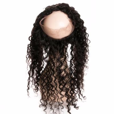 Grade 8A Deep Wave 360 Lace Frontal Closure Human Hair Extension No Tangle