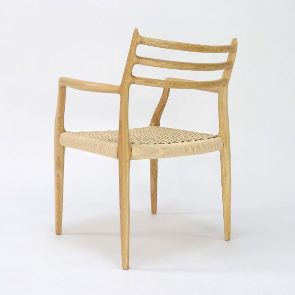 Office Building Furniture Hand-woven Cord Solid Wood Dining Chair with Nitrolacquer Finish in Nordic Style