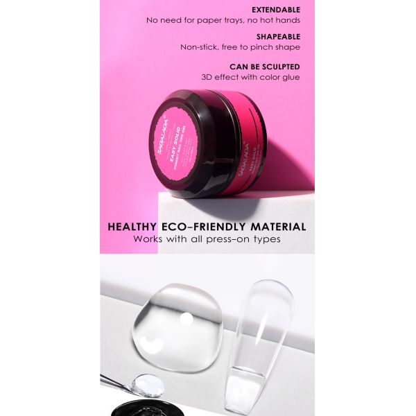 Pegamento de gel sólido vegano para puntas de uñas en frasco, 8-free, postizas, falsas, de remojo, de gel suave, para extensión de uñas, aplicador, de larga duración