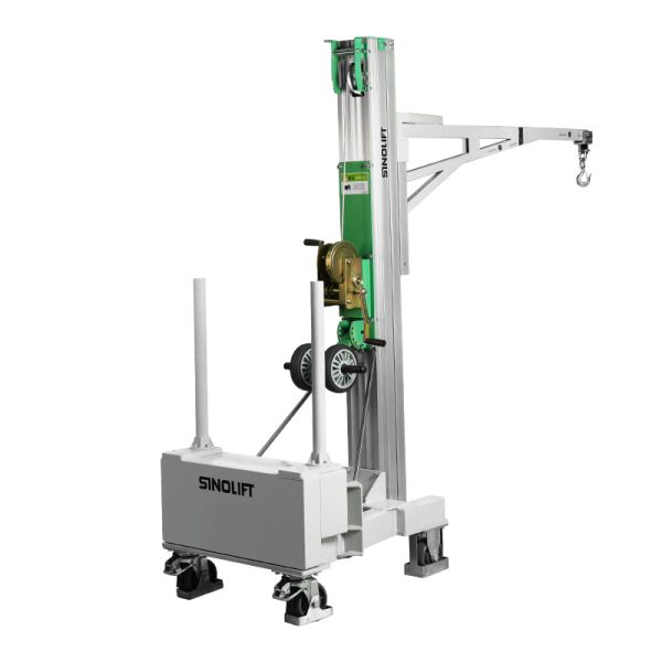 BS01 Balanced Counterweight Manual Hand Winch Crane 150kg, Mobile Floor Crane with Counterweight & Swivel Hook, for Warehouse Workshop Construction