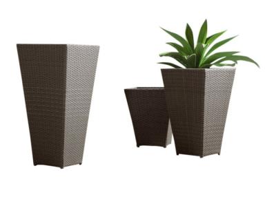 Anti Rust Aluminum Frame Rattan Tall Outsite Flower Pots