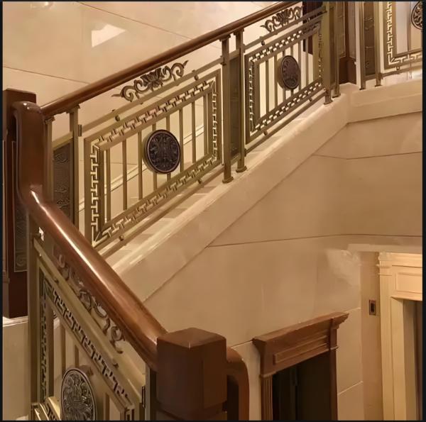 Modern Wood Grain Zinc Steel Railing for Indoor Outdoor Use