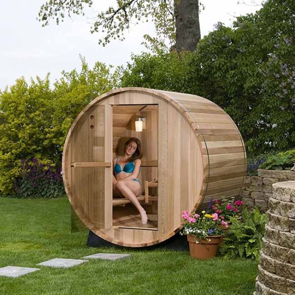 ISO9000 Dry Steam Wood Barrel Sauna 8 Person with Electric Stove Heater