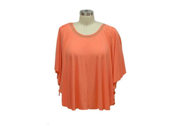 Ladies Casual Wear Raglan Short Sleeve With Stone / Ladies  Softness T Shirt   drop-shoulder sleeve