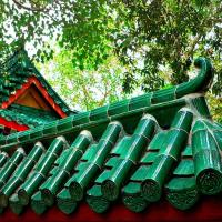 Le style asiatique a glacé la sculpture faite main chinoise en Clay Roof Tiles Hotel Decorative