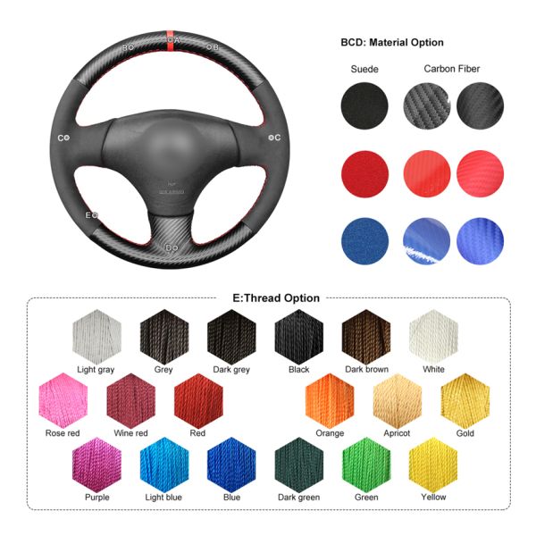 Hand Stitched Micro Fiber Carbon Suede Steering Wheel Cover for Mazda Protege5 2002-2003