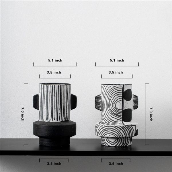 Home decor accessories mini small nordic ornament black ceramic vase modern home wedding decoration ceramic flower vases