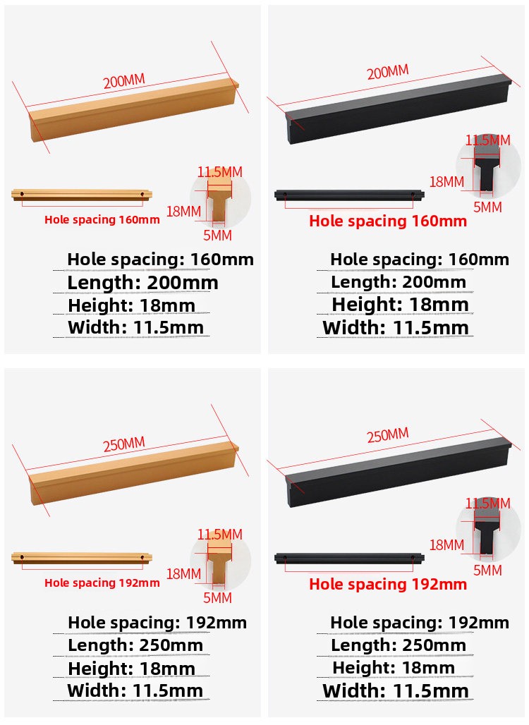Hidden Aluminum T-Shaped Cabinet Handle with Contemporary Design for Kitchen & Bathroom Drawers Easy Installation 18mm Height