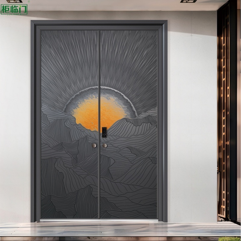 Modern Safety Aluminum Entry Doors Windproof Low Maintenance