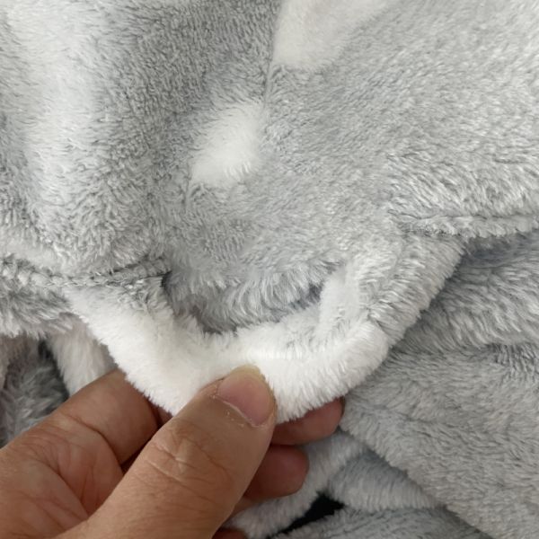 Women's Gray Cloud Print Plush Full-Length Bathrobe