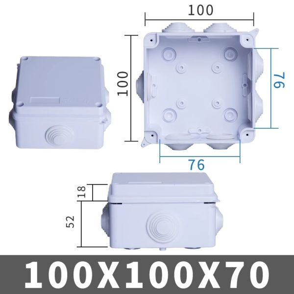 Стена ABS IP65 установила электрическую распределительную коробку 100x100x70mm с нокдаунами укупоривает