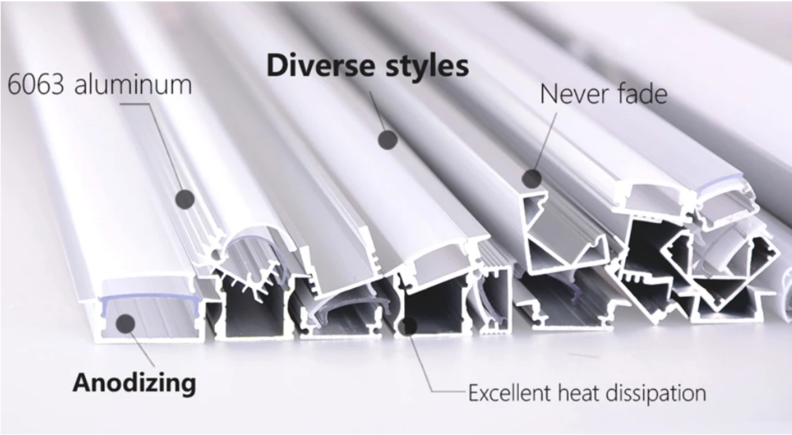 T3 1m 2m 3m Алюминиевые светодиодные профили для светодиодного освещения на улице