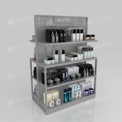 GDR11-ZD02-A Affichage au détail de produits cosmétiques avec bandes lumineuses LED et piliers T et rails d'alimentation pour les magasins de détail