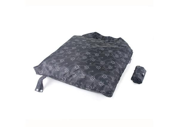 Black 190T Foldaway Tote Bag Washable Foldable Beach Bag