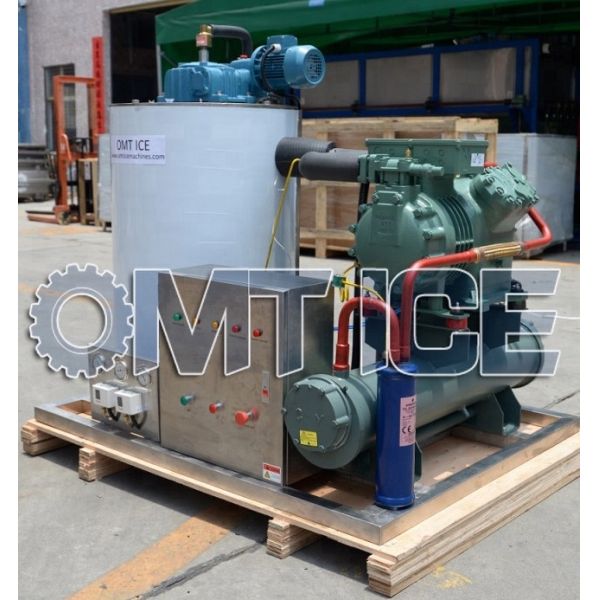 Máquina de hielo de agua salada de 5 toneladas, refrigeración automática por agua para barcos pesqueros