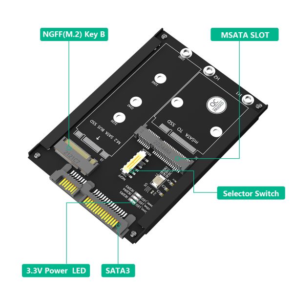 2 in 1 MSATA and B Key/B&M Key SSD to 2.5