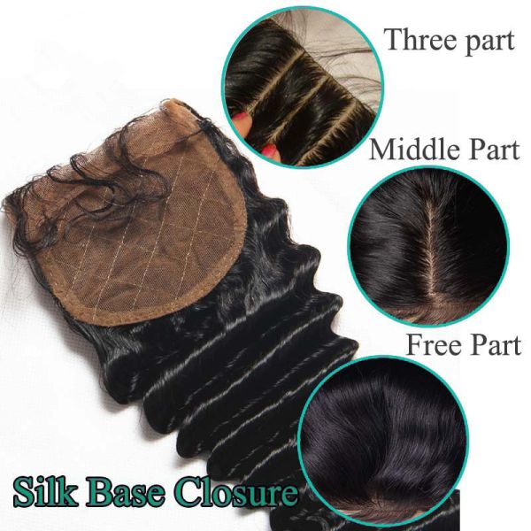 Peruvian Deep Wave Virgin Human Hair Bundles 4 X 4 Lace Closure