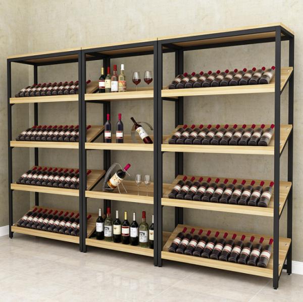 Fashion Shop Wooden Shelf Rack , Wooden Display Cabinet For Vegetable / Juice / Cake