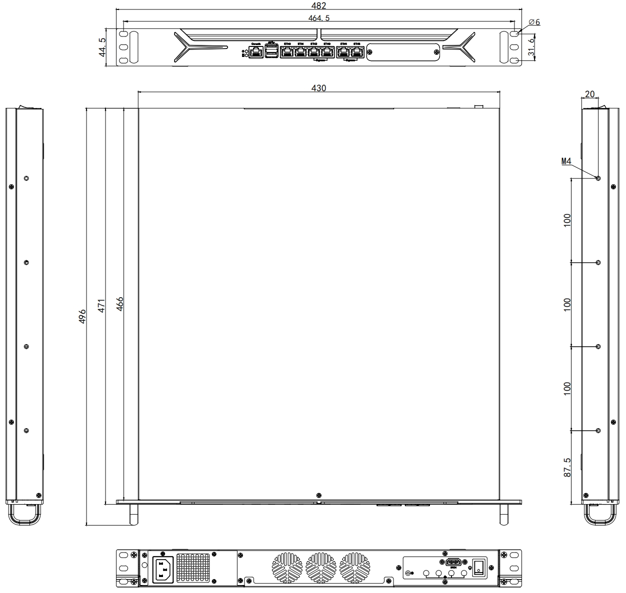 1U Rackmount Network Security Server с 12-м 13-м поколением Intel Core I3 I5 I7