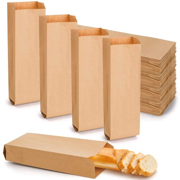 Disposable Biodegradable Coffee Bean Bakery Customized Color Food Kraft Brown No Handle Sos Take Away Paper Bag