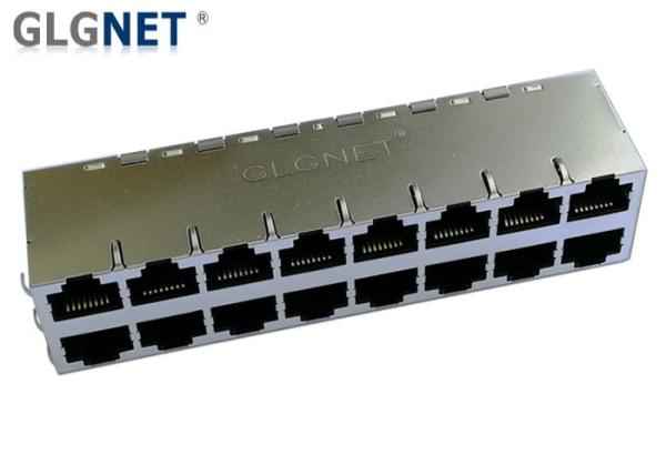 16 Ports Magnetic Rj45 Jacks 10 100 1000 Base T 0.2 mm Thickness With Brass
