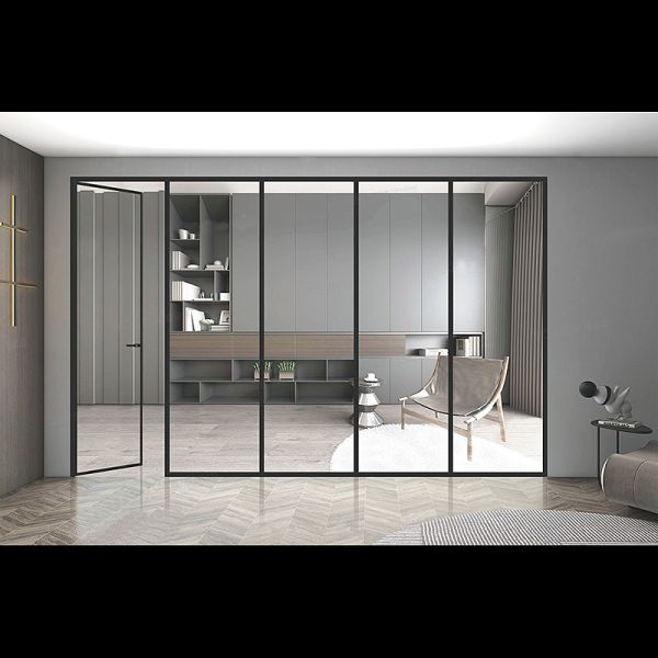 Modern Black Aluminium Frame Glass Bathroom Door Swing Design