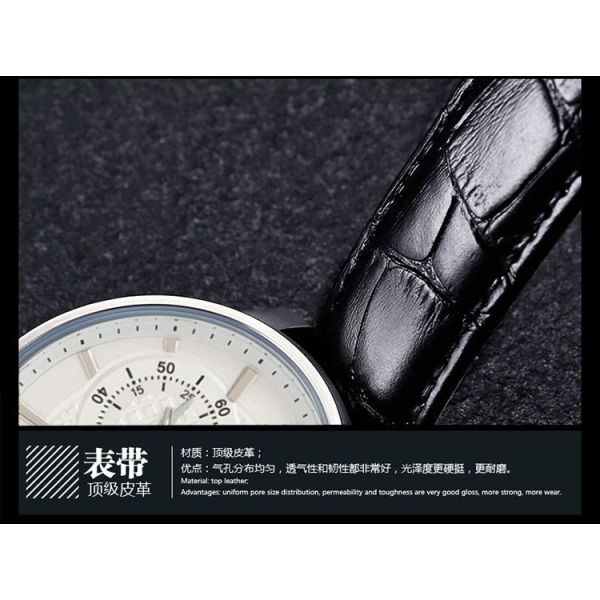 058A Business Man Big Wrist Wine Red Stainless Steel Case Back Top Quality Leather Watches