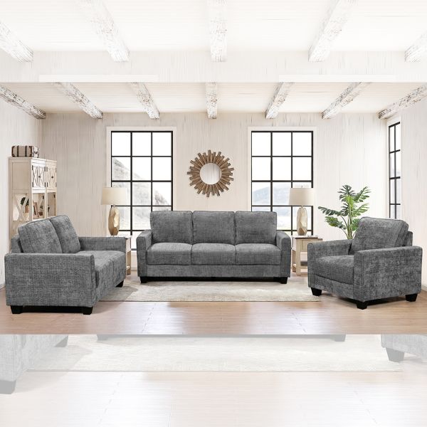 3 Piece Sofa set, Dark Gray Fabric