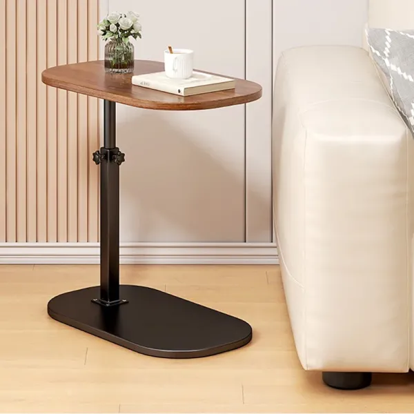 C Shaped End Table, Small Couch Side , Sturdy Slide Under Sofa with Metal Frame for Living Room Bedroom