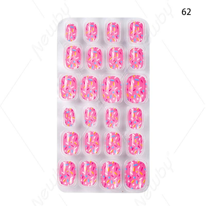 Short Safe ABS Kids Press On Nails 24Pcs Cute Cartoon for Girls Party Gift