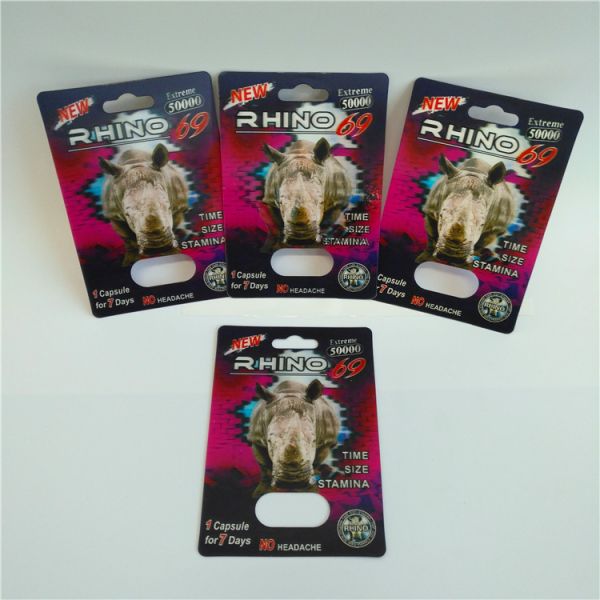 Диаграмма таблетки носорога Эхансемент карт контейнера 3Д волдыря складывая коробка носорога мужской упаковывая бумажная