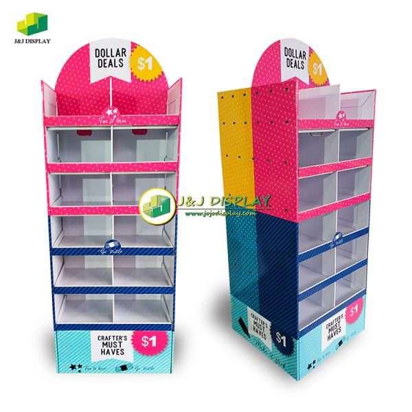 Double Sided Cardboard Display Units POP Floor Display Foldable For Stationery / Gifts