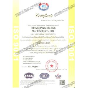 Chongqing Kinglong Machinery Co., Ltd. Certificaciones