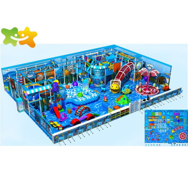 Fun Ocean Theme Kids Indoor Playground Equipment Bounce Trampoline Park