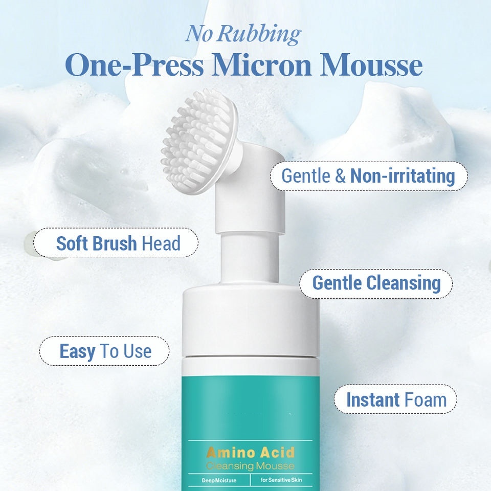 OEM ODM Korean Organic Amino Acid Facial Cleanser Skin Care Product Moisturizing foam Firming Facial Cleanser Cleanser