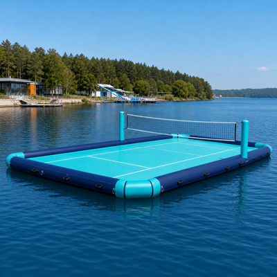 Custom Commercial Floating Inflatable Water Volleyball Court with Integrated Net Anchor Points and Non Slip Surface
