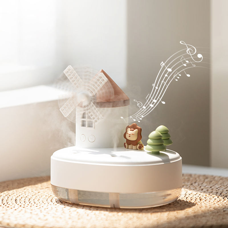 Windmill Music Humidifier 3 in 1 Humidifier with Night Light Music Features 650ml Portable Desktop Humidifier