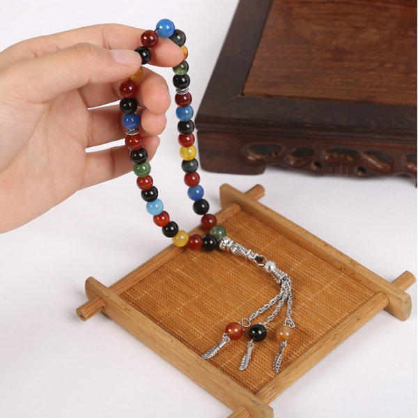 33 Natural Stone Beads Prayer Tasbih Spacer Muslim Crystal Tasbeeh For Rosary Necklace Bracelet