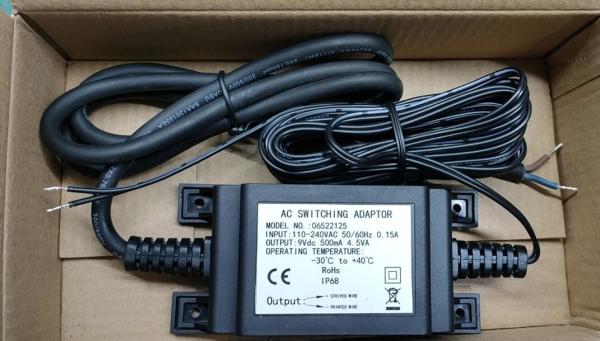 Outdoor waterproof transformer, power supply,9Vdc 500mah 4.5W IP68 Waterproof switch adaptor for faucet