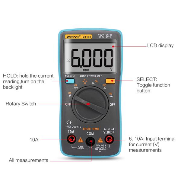 Lomvum 6000 Counts Electronic Digital Multimeter Auto Range 0.1%