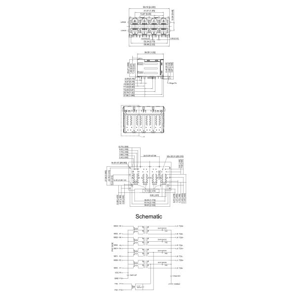 Phosphor Bronze Stacked RJ45 Connectors Glass Filled PA46 0.2MM Thickness