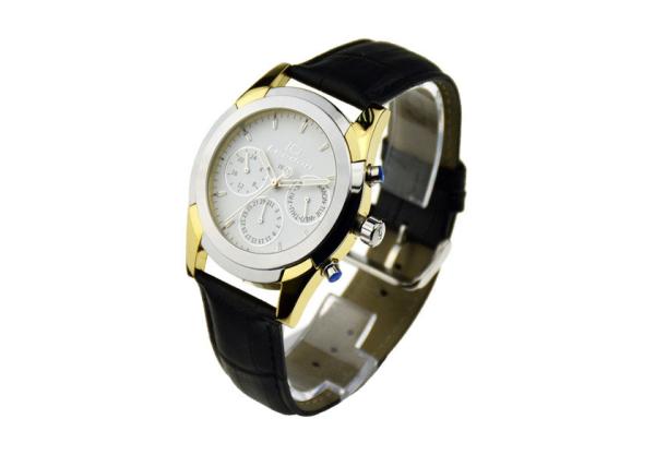Black And Gold Chronograph Watch ,  White Dial Chronograph Watch SS Back Cover