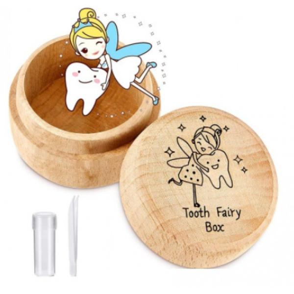 Tooth Fairy Box Wooden Box Souvenir Dropped Tooth Keepsake Storage Box Gift for Boy or Girl