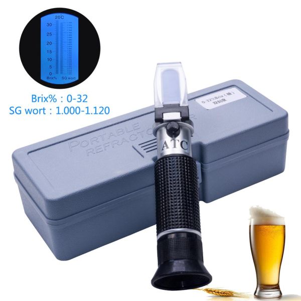 Handheld Brix Refractometer with 0-32% Brix Range and Automatic Temperature Compensation for Beer Wort SG Measurement
