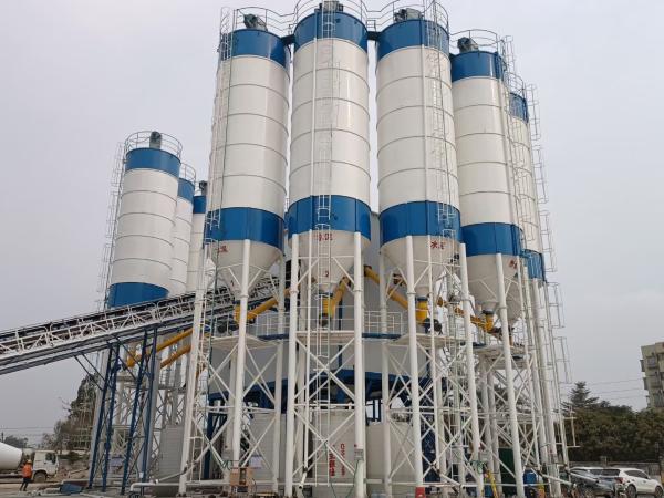 HZS180 Automatic Ready Concrete Batching And Mixing Plant With Twin Shafts Mixer Belt Conveyor
