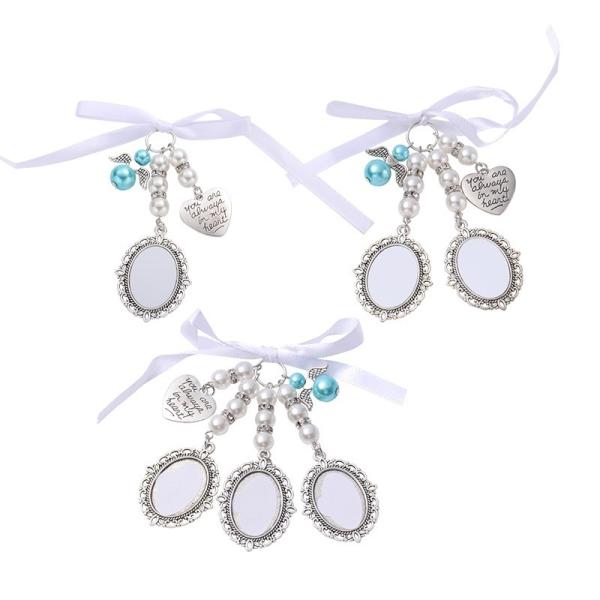 Charm de bouquet de mariée avec pendentif perle Photo Pendentifs DIY Sublimation Charms de bouquet de mariée