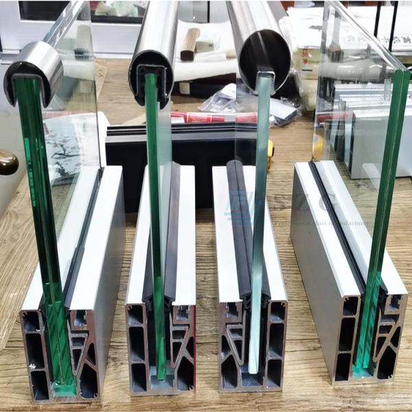 Clear Safety Aluminum U Channel Glass Railing Powder Coated Aluminum Glass Balustrade